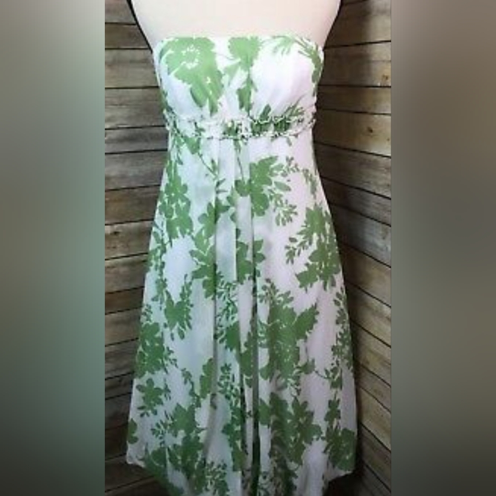 David Bridal Strapless Floral Dress
